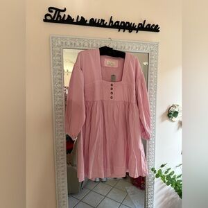Anthropologie Pink Long Sleeve Dress